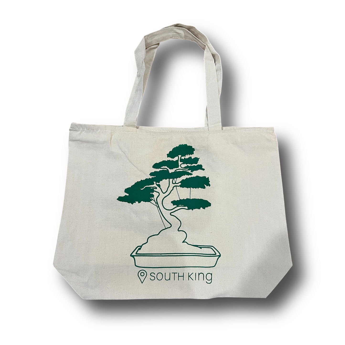 green bonsai tote bag - zippered with pockets
