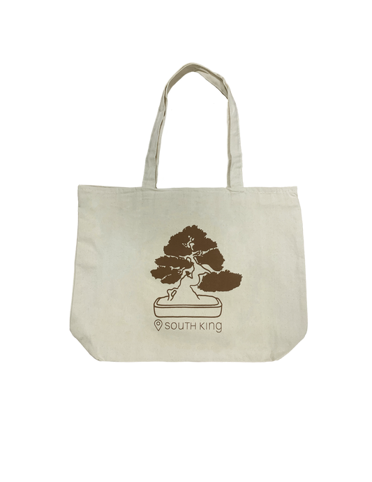 brown bonsai tote bag - zippered with pockets